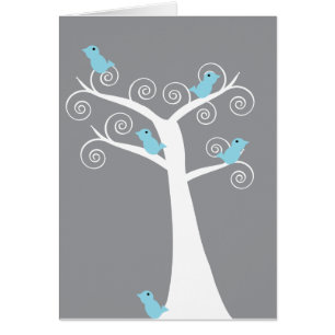 5 oiseaux bleus dans une carte d'arbre