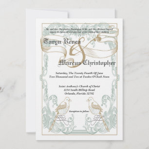 5 oiseaux Vintages sur 7 Faire-part de mariage de