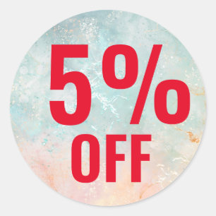 5 Percent Off stickers for store sales promotions