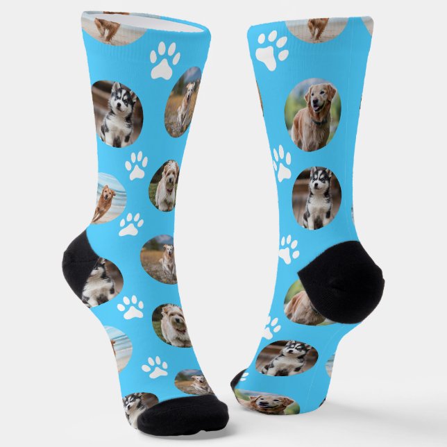 5 Pet Photo Collage Template Make Your Own Blue Socks (Angled)