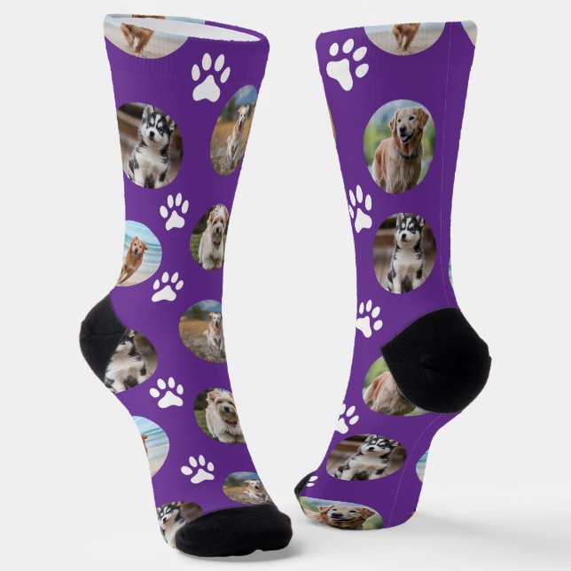 5 Pet Photo Collage Template Make Your Own Purple  Socks (Angled)