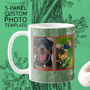 5-photo 2-text personalize Holiday Pet, Family Pix Coffee Mug