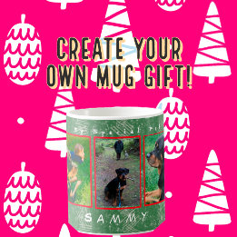 5-photo 2-text personalize Holiday Pet, Family Pix Coffee Mug