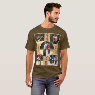 5 Photo Best Dad Ever 20XX Wood Grain Diagonal T-Shirt