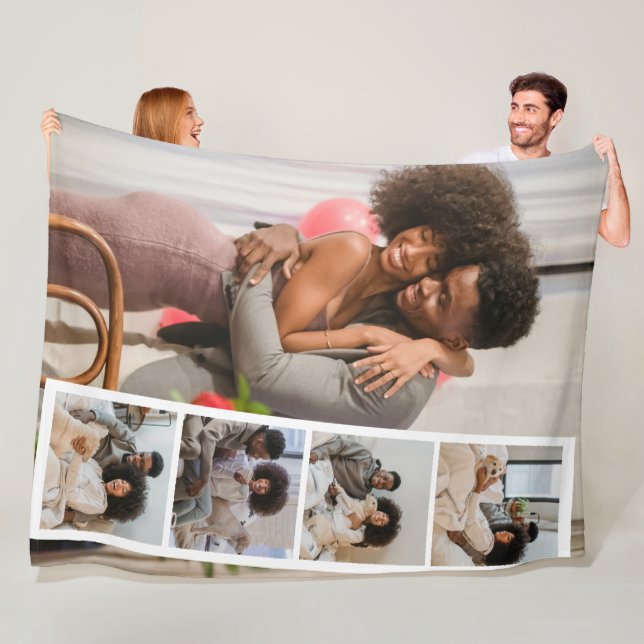 5 Photo Booth Modern Personalized Fleece Blanket (In Situ)
