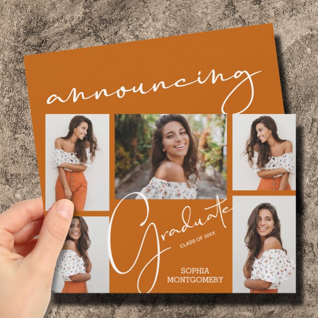5 Photo Burnt Orange Graduation Announcements (Creator Uploaded)