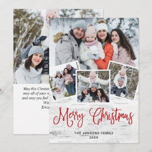 5 PHOTO Christmas Rustic Birch Bark Greeting Holiday Card