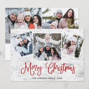 5 PHOTO Christmas Rustic Birch Bark Greeting Holiday Card