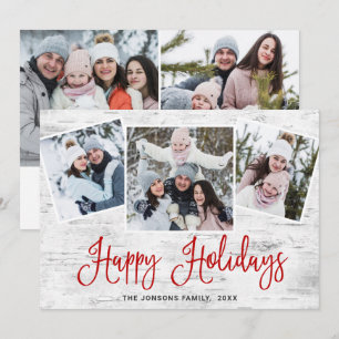 5 PHOTO Christmas Rustic Birch Bark Greeting Holiday Card