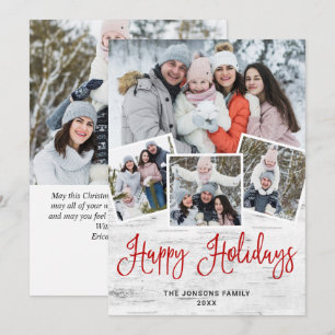 5 PHOTO Christmas Rustic Birch Bark Greeting Holiday Card