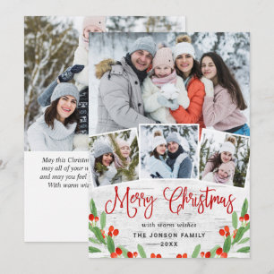 5 PHOTO Christmas Rustic Birch Bark Greeting Holiday Card