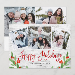 5 PHOTO Christmas Rustic Birch Bark Greeting Holiday Card