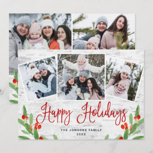 5 PHOTO Christmas Rustic Birch Bark Greeting Holiday Card