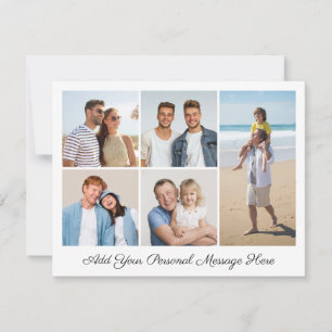 5 Photo Collage Add Your Own Greeting Flat Card