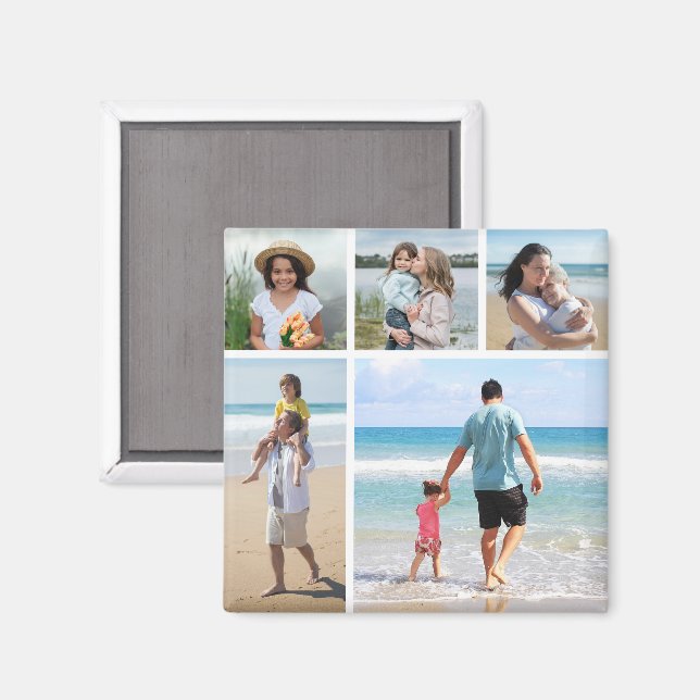 5 Photo Collage - Background Colour Can Be Changed Magnet (Front/Back)
