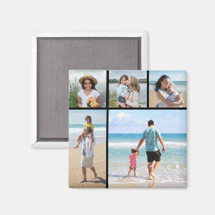 5 Photo Collage - Background Colour Can Be Changed Magnet