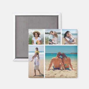 5 Photo Collage - Background Colour Can Be Changed Magnet