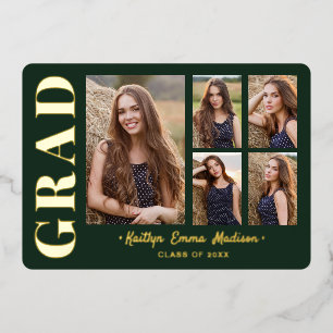 5 Photo Collage Carte Vert et Or Foil Collège