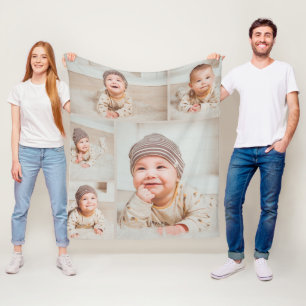 5 Photo Collage Custom Personalized Fleece Blanket