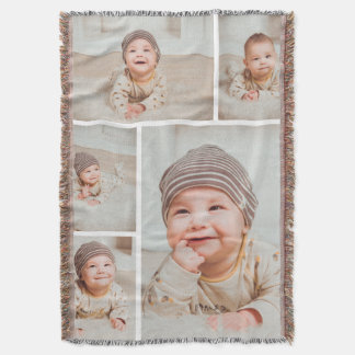 5 Photo Collage Custom Personalized Throw Blanket