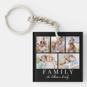 5 Photo Collage Double Sided Keychain