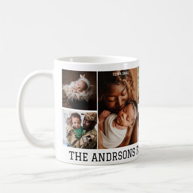 5 photo collage famille Mug (Gauche)