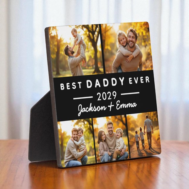  5 Photo Collage Father's Day Best Daddy Ever Plaque (Creator Uploaded)