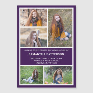 5 Photo Collage Graduation Invite Magnetic Card