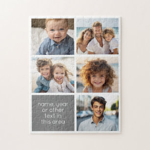 5 Photo Collage Grey Text Box - Simple, Modern Jigsaw Puzzle