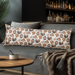 5 Photo Collage Honeycomb Hexagon Pattern - white Body Pillow