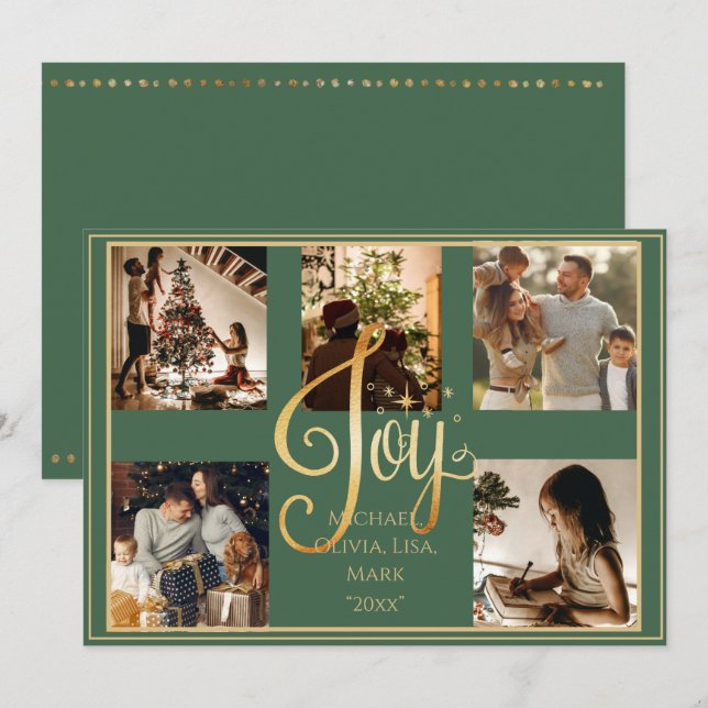 5 photo Collage Joy Gold Xmas Christmas Holiday (Front/Back)