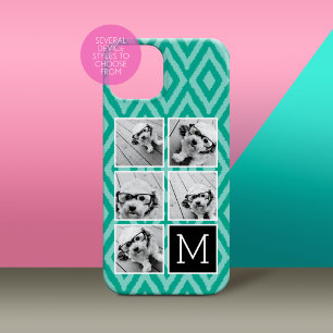 5 Photo Collage Monogram - Emerald Green and Black Case-Mate iPhone 14 Case