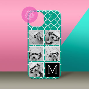 5 Photo Collage Monogramme - Vert Emeraude et Noir