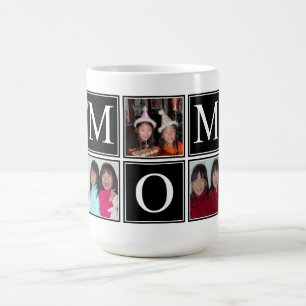 5 photo Collage noir personnalisé MOM Mug