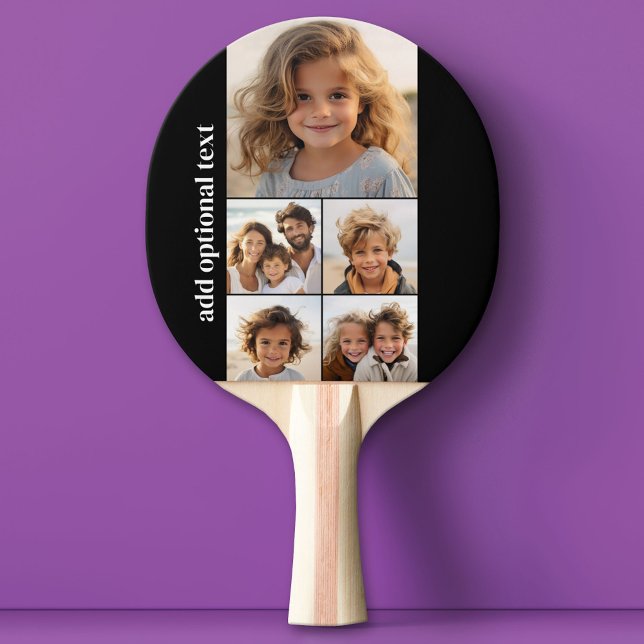 5 Photo Collage - on black background Ping Pong Paddle (Custom Pink Pong Paddle)