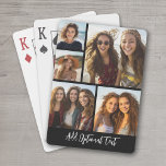 5 Photo Collage Optional Text -- CAN Edit Colour Playing Cards<br><div class="desc">Add your favourite pics to this fun template. You can use square photos or any photos for this grid. The background is black and the text is a simple font in white. All of these colours can be changed in the advanced design area.</div>