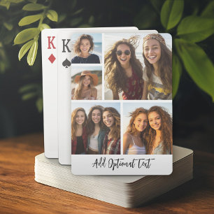 5 Photo Collage Optional Text -- CAN Edit Colour Playing Cards