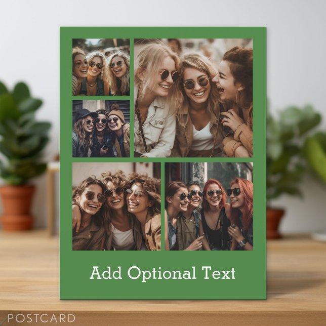 5 Photo Collage Optional Text -- CAN Edit Colour Postcard (Photo Postcard - Customize with your pictures)