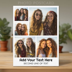 5 Photo Collage Optional Text - Minimal Modern Postcard