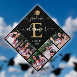 5 Photo Collage Personalized Gold Monogram Graduation Cap Topper<br><div class="desc">Personalize this modern photo collage design with your 5 favourite photos,  the grads name,  monogram and class of date. Designed by Thisisnotme©</div>