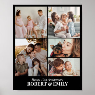 5 Photo Collage Personalized Picture Grid Couple Poster