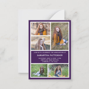 5 Photo Collage Purple & White Graduation Ceremony Card