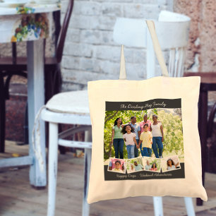 5 Photo Collage with ZigZag Photo Strip and Text Tote Bag