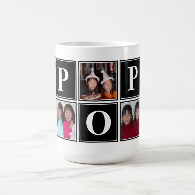 5 Photo Custom Black Collage POP Mug (Center)