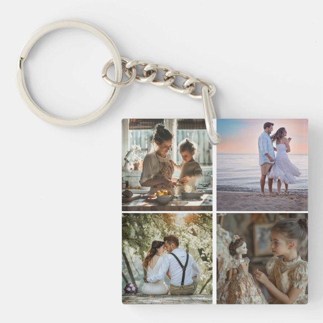 5 Photo Custom Collage Personalized  Keychain (Front)