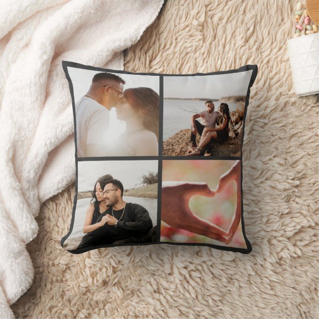 5 Photo Custom Collage Personalized Throw Pillow (Blanket)