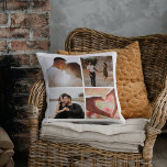5 Photo Custom Collage Personalized Throw Pillow<br><div class="desc">Create a Custom Photo Collage unique customized personalized 5 Photo pillow from Ricaso. Features 4 photo templates to the front and one to the back</div>