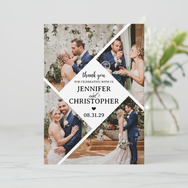 5 Photo Elegant Thank You Card (Standing Front)