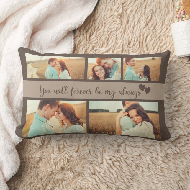 5 Photo Engagement Wedding Love Quote Lumbar Pillow (Blanket)