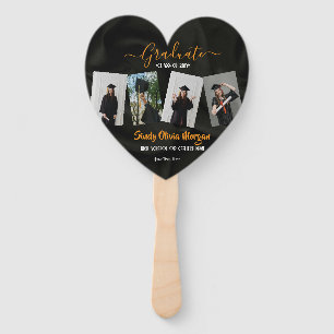5 Photo Graduation Collage Black, Gold and white Hand Fan